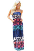 Sexy Baby Blues Multi Print Strapless Maxi Boho Dress